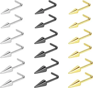 ZS 16G Spike Lip Rings Cartilage Tragus Helix Piercing, 18G Stainless Steel Spike Stud Earrings, 20G Spike Nose Rings Studs for Women Men